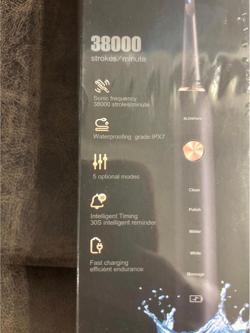 BLENPAPA Sonic Electric Toothbrush 38000 Strokes IPX7 Waterproof NIB - Picture 4 of 7